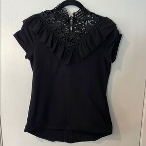 Ted Baker Black Ruffled Short Sleeve Blouse